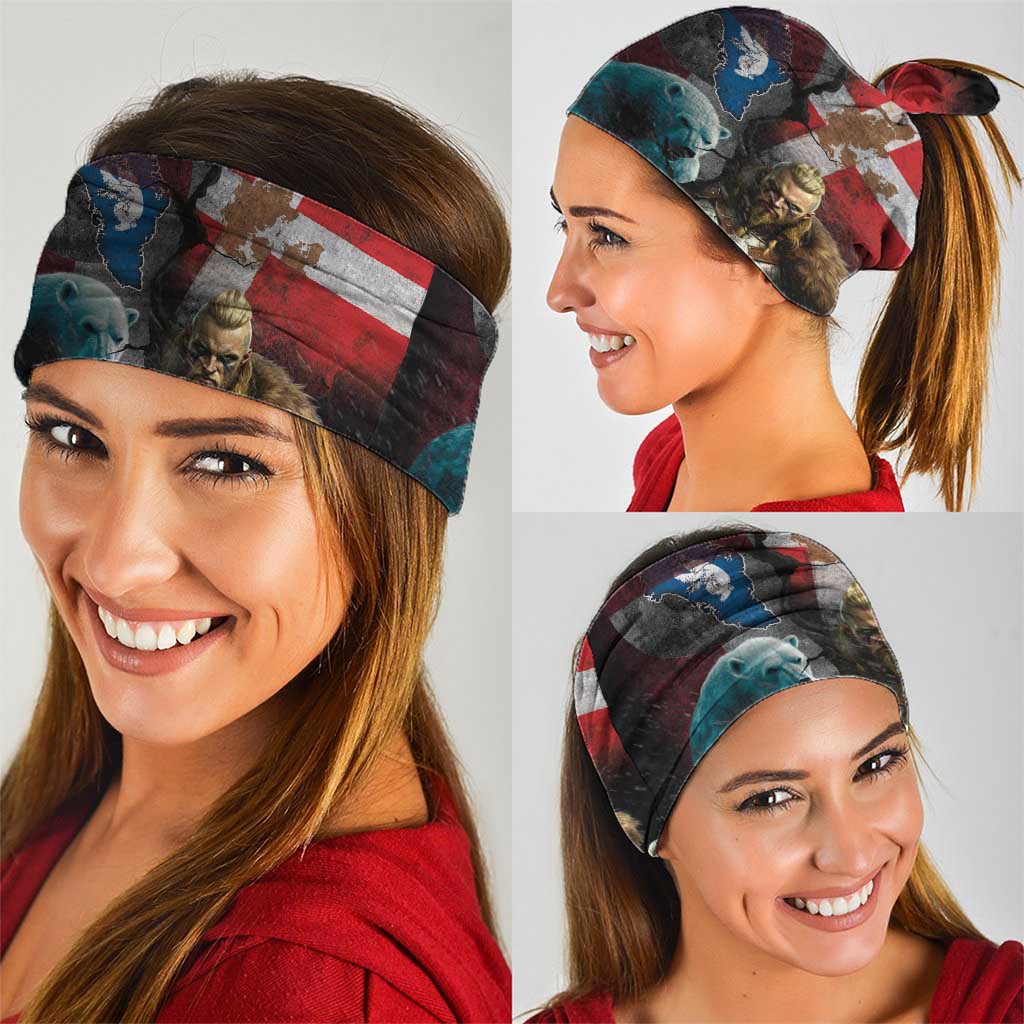 Greenlandic and Danish Together Neck Gaiter Polar Warrior Vikings with National Flag Grunge Style LT03