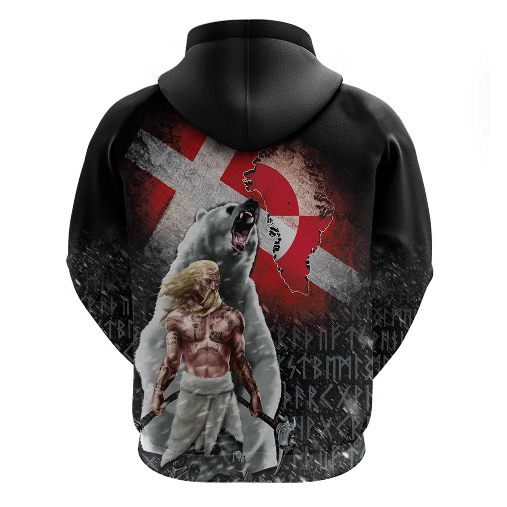 Greenlandic and Danish Together Hoodie Viking Warrior with Polar Bear Roar LT03