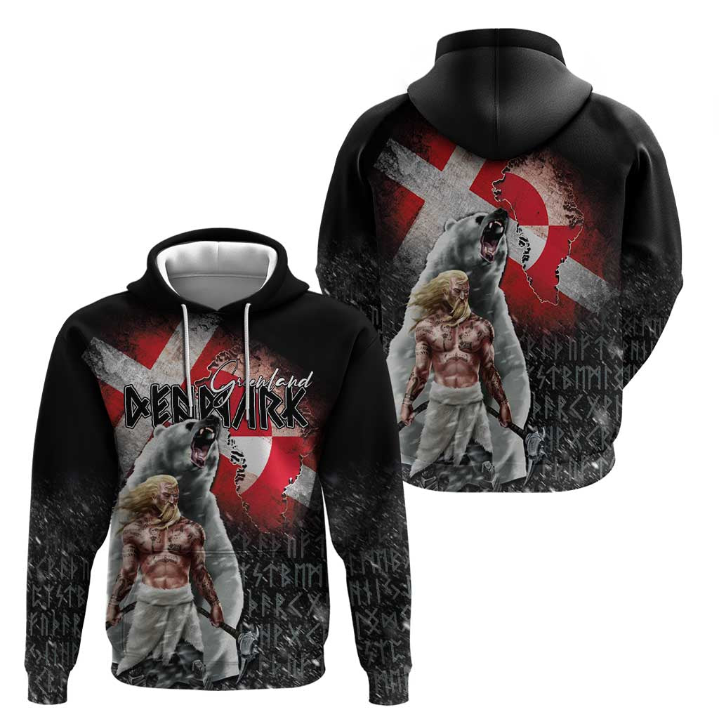 Greenlandic and Danish Together Hoodie Viking Warrior with Polar Bear Roar LT03