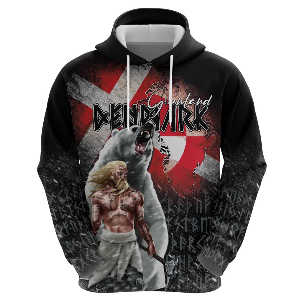 Greenlandic and Danish Together Hoodie Viking Warrior with Polar Bear Roar LT03