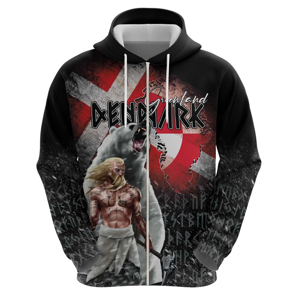 Greenlandic and Danish Together Hoodie Viking Warrior with Polar Bear Roar LT03
