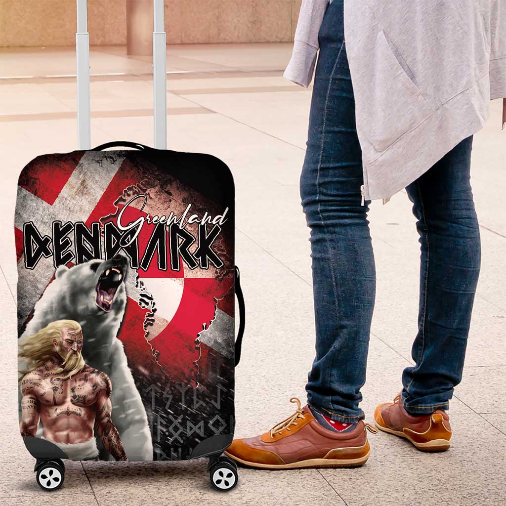 Greenlandic and Danish Together Luggage Cover Viking Warrior with Polar Bear Roar LT03