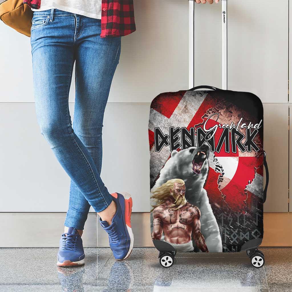 Greenlandic and Danish Together Luggage Cover Viking Warrior with Polar Bear Roar LT03