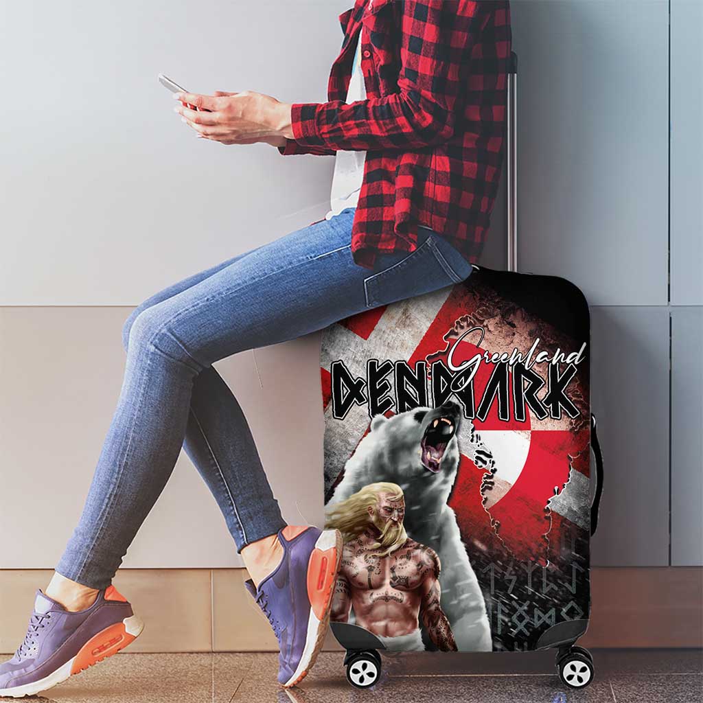 Greenlandic and Danish Together Luggage Cover Viking Warrior with Polar Bear Roar LT03