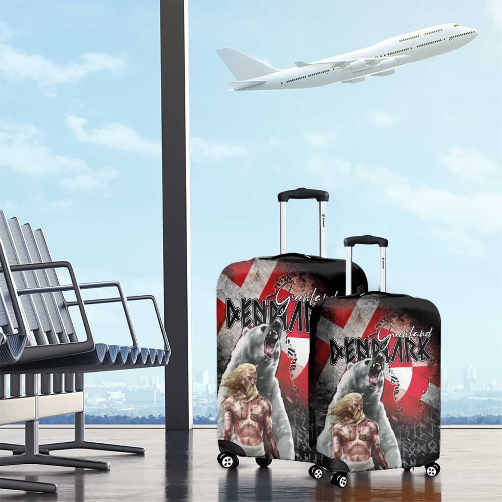 Greenlandic and Danish Together Luggage Cover Viking Warrior with Polar Bear Roar LT03