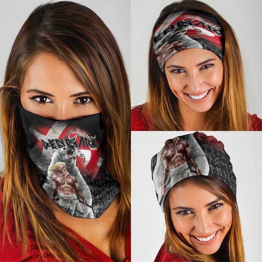 Greenlandic and Danish Together Neck Gaiter Viking Warrior with Polar Bear Roar LT03
