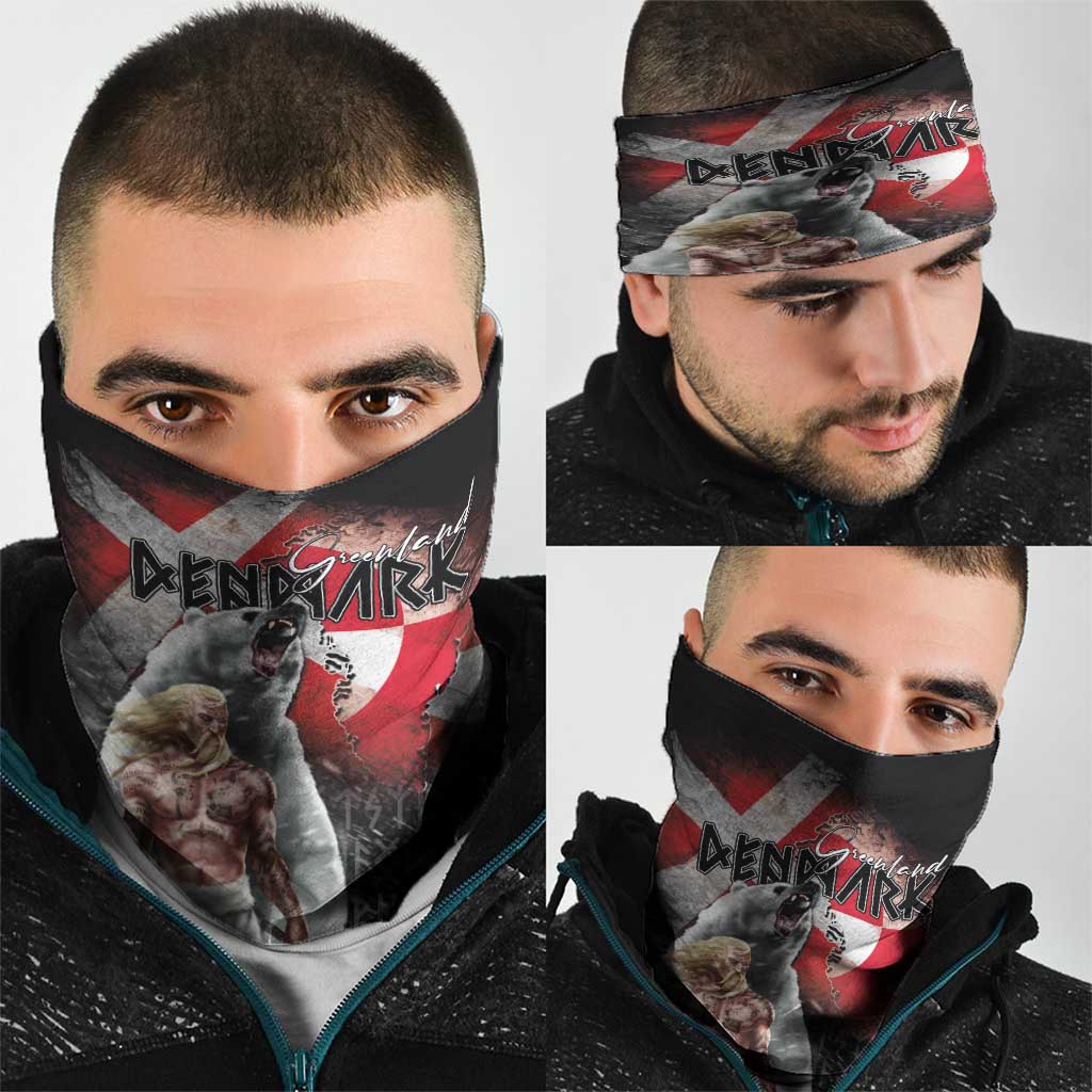 Greenlandic and Danish Together Neck Gaiter Viking Warrior with Polar Bear Roar LT03
