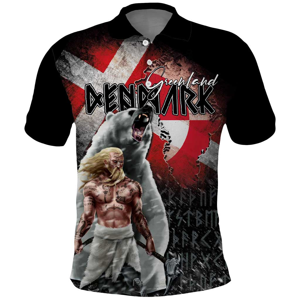 Greenlandic and Danish Together Polo Shirt Viking Warrior with Polar Bear Roar LT03