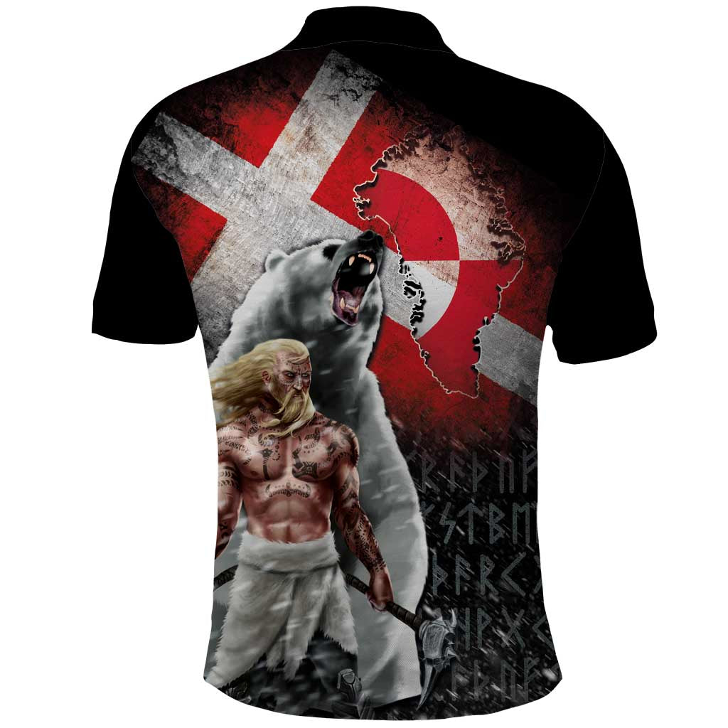 Greenlandic and Danish Together Polo Shirt Viking Warrior with Polar Bear Roar LT03