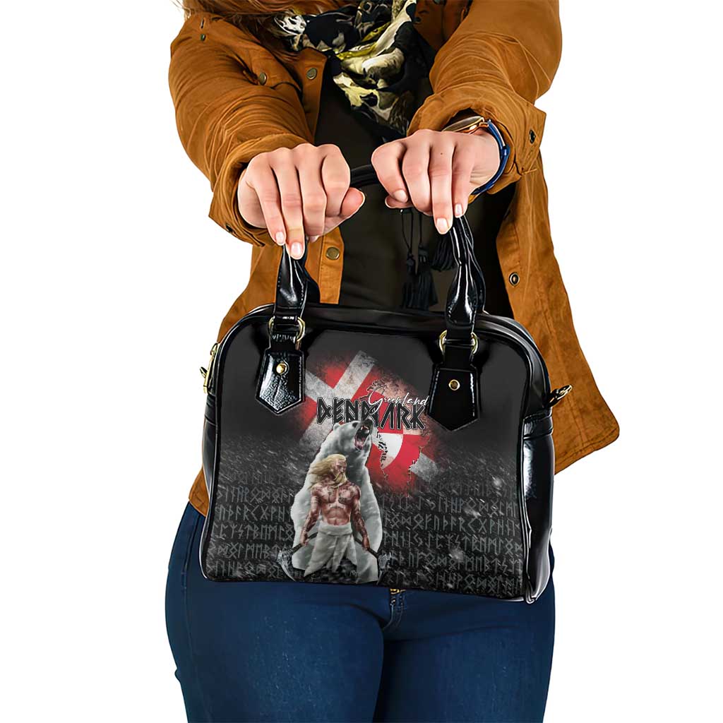 Greenlandic and Danish Together Shoulder Handbag Viking Warrior with Polar Bear Roar LT03