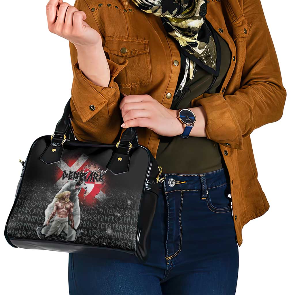 Greenlandic and Danish Together Shoulder Handbag Viking Warrior with Polar Bear Roar LT03