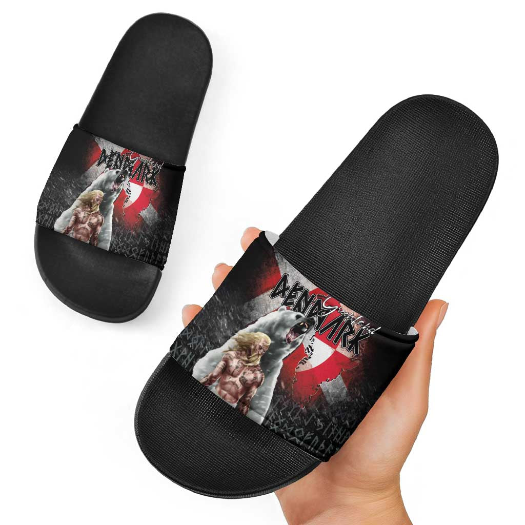 Greenlandic and Danish Together Slide Sandals Viking Warrior with Polar Bear Roar LT03