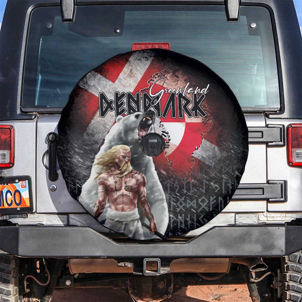 Greenlandic and Danish Together Spare Tire Cover Viking Warrior with Polar Bear Roar LT03