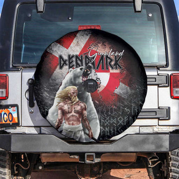 Greenlandic and Danish Together Spare Tire Cover Viking Warrior with Polar Bear Roar LT03