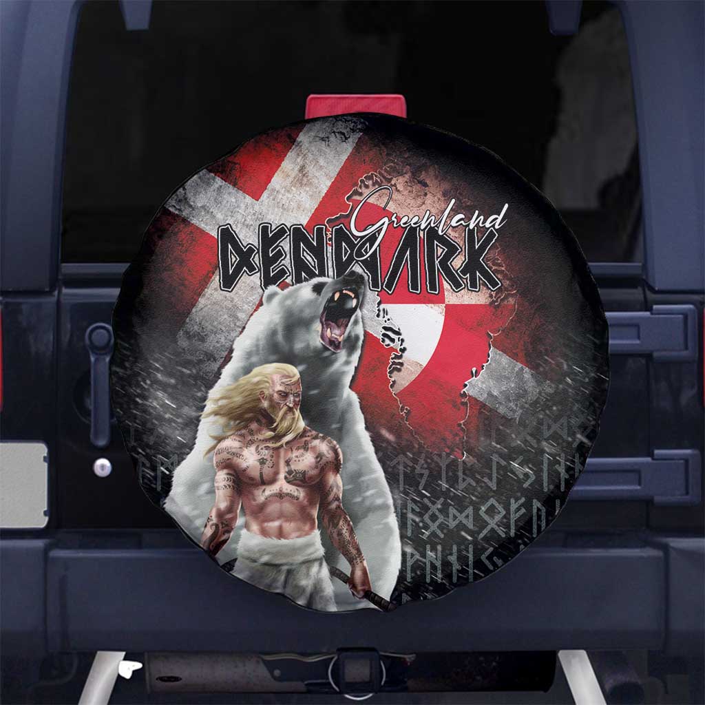 Greenlandic and Danish Together Spare Tire Cover Viking Warrior with Polar Bear Roar LT03