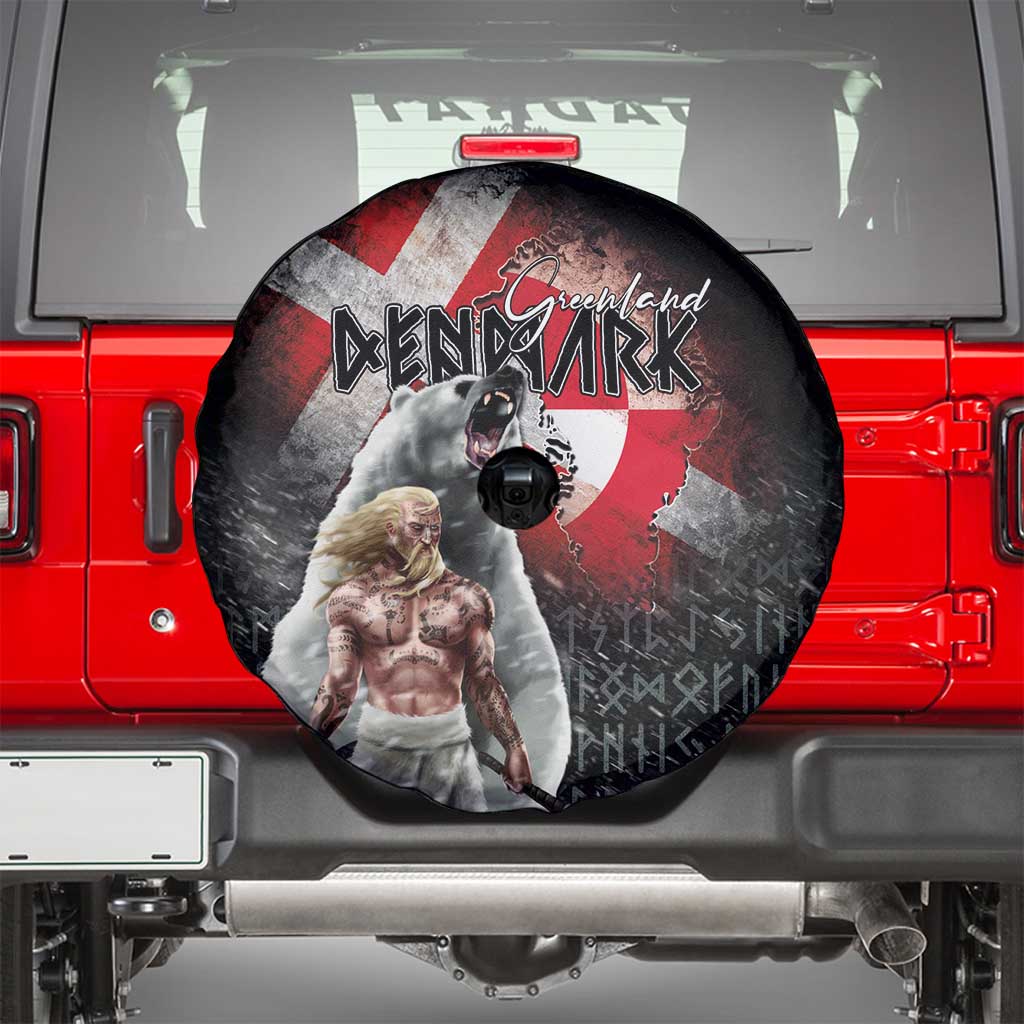 Greenlandic and Danish Together Spare Tire Cover Viking Warrior with Polar Bear Roar LT03