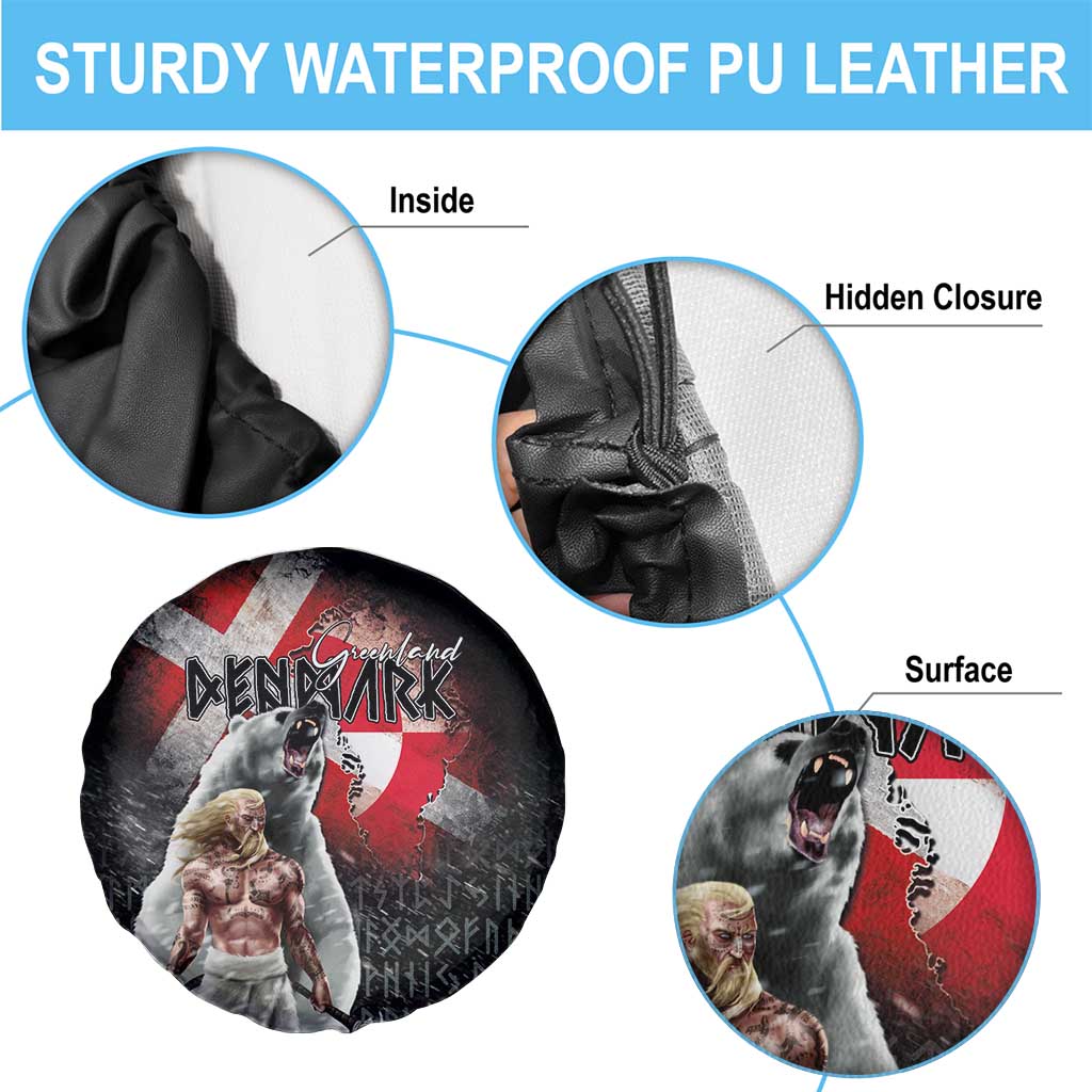Greenlandic and Danish Together Spare Tire Cover Viking Warrior with Polar Bear Roar LT03