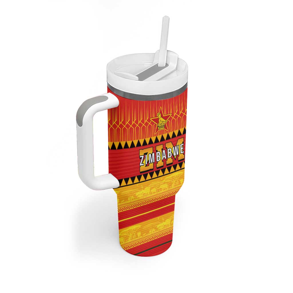 Custom Zimbabwe Cricket Tumbler With Handle African Heritage Edition LT03