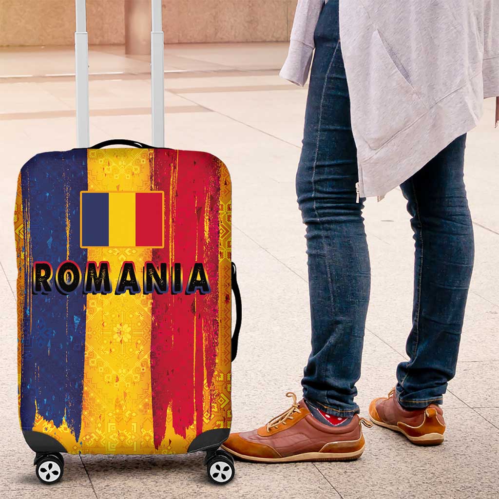 Personalized Romania Flag Day Luggage Cover Traditional Pattern Royal Style LT03