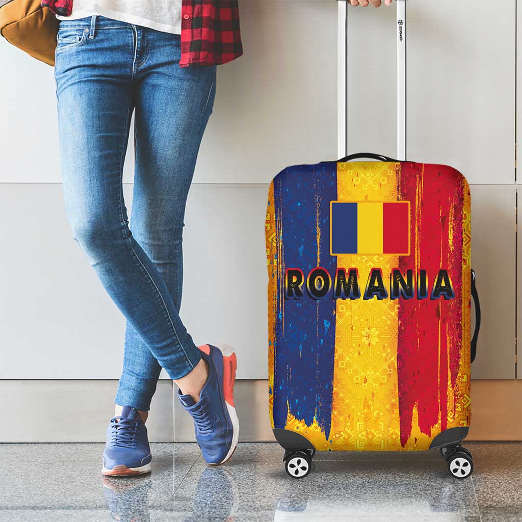 Personalized Romania Flag Day Luggage Cover Traditional Pattern Royal Style LT03