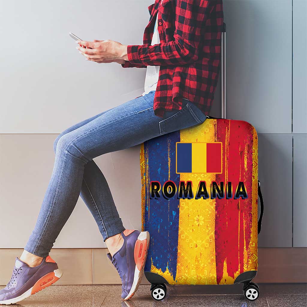 Personalized Romania Flag Day Luggage Cover Traditional Pattern Royal Style LT03