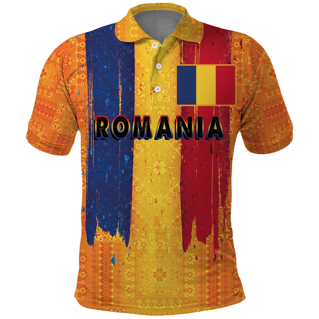 Personalized Romania Flag Day Polo Shirt Traditional Pattern Royal Style LT03