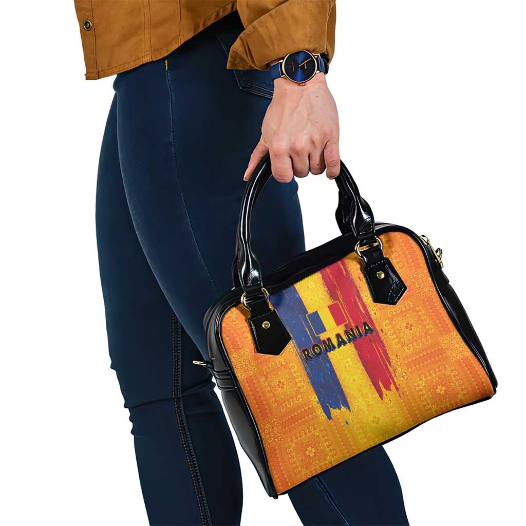 Personalized Romania Flag Day Shoulder Handbag Traditional Pattern Royal Style LT03