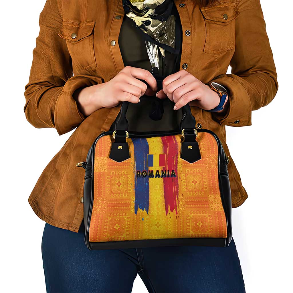 Personalized Romania Flag Day Shoulder Handbag Traditional Pattern Royal Style LT03