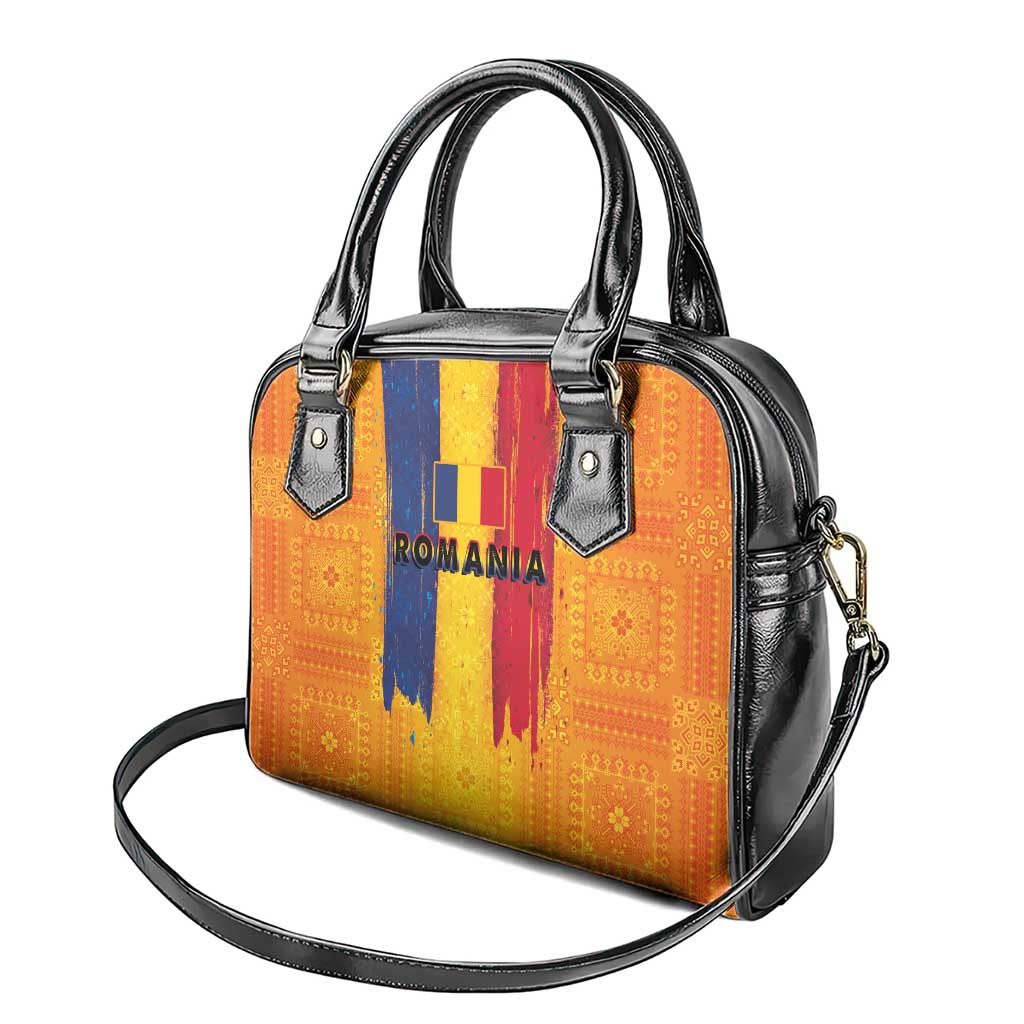 Personalized Romania Flag Day Shoulder Handbag Traditional Pattern Royal Style LT03
