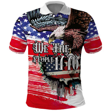 The United States Independence Day Polo Shirt We The People Watercolor Style LT03