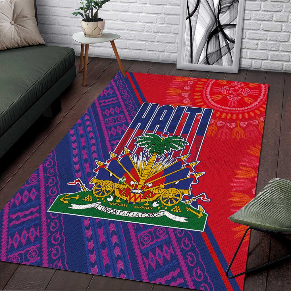Haiti National Emblem Area Rug Dashiki and Polynesian Pattern LT03
