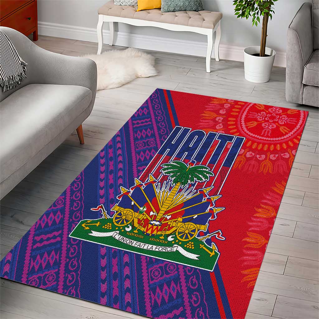 Haiti National Emblem Area Rug Dashiki and Polynesian Pattern LT03