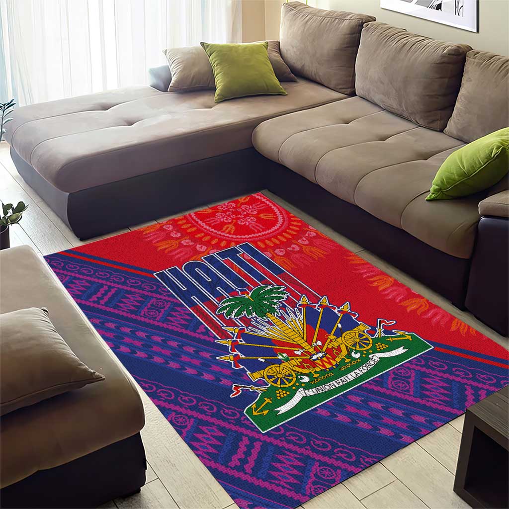 Haiti National Emblem Area Rug Dashiki and Polynesian Pattern LT03