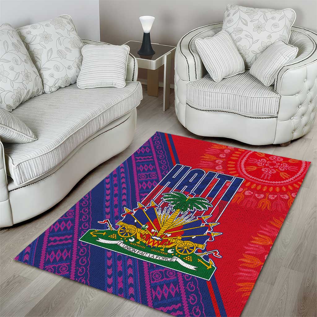 Haiti National Emblem Area Rug Dashiki and Polynesian Pattern LT03