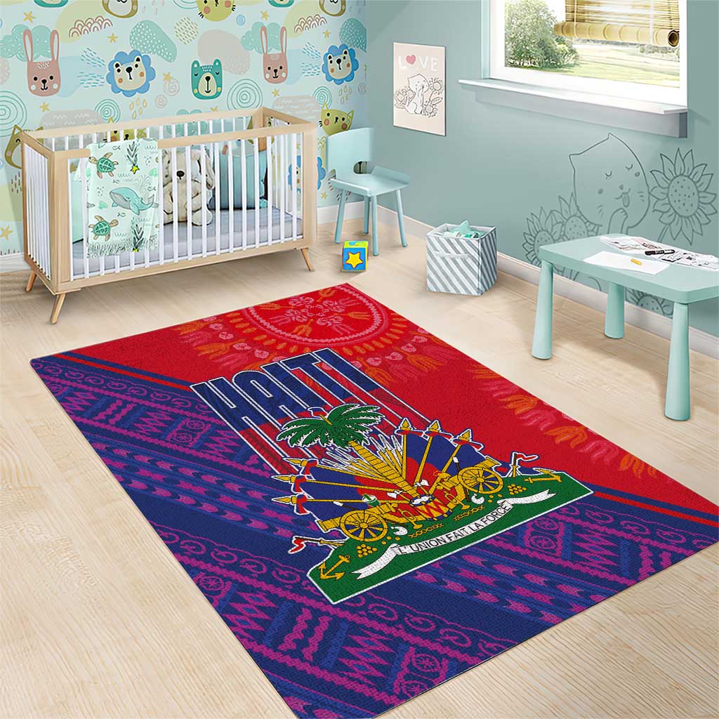 Haiti National Emblem Area Rug Dashiki and Polynesian Pattern LT03