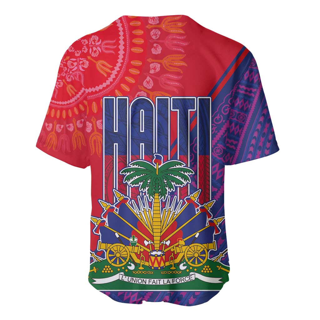 Haiti National Emblem Baseball Jersey Dashiki and Polynesian Pattern LT03
