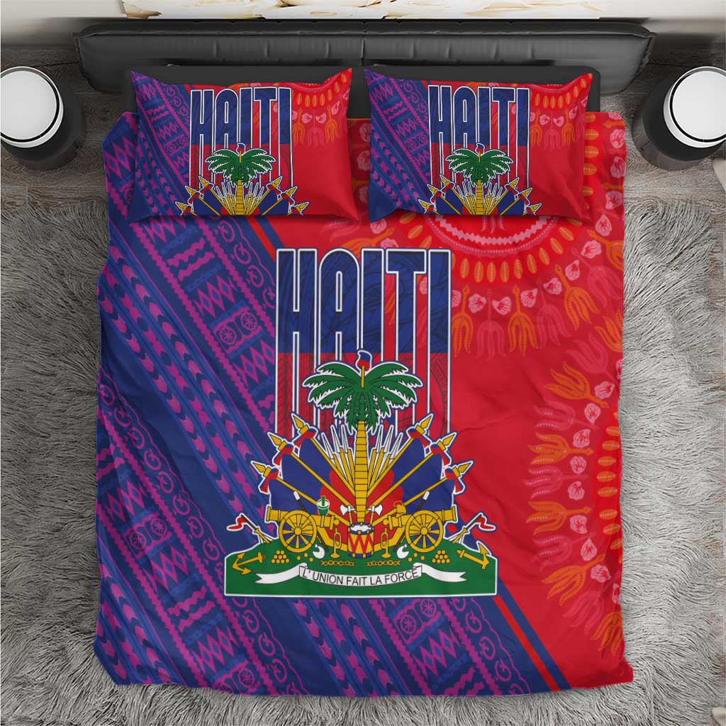 Haiti National Emblem Bedding Set Dashiki and Polynesian Pattern LT03