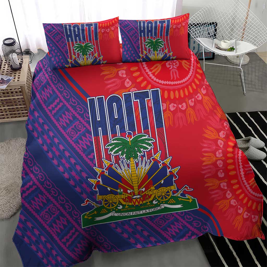 Haiti National Emblem Bedding Set Dashiki and Polynesian Pattern LT03