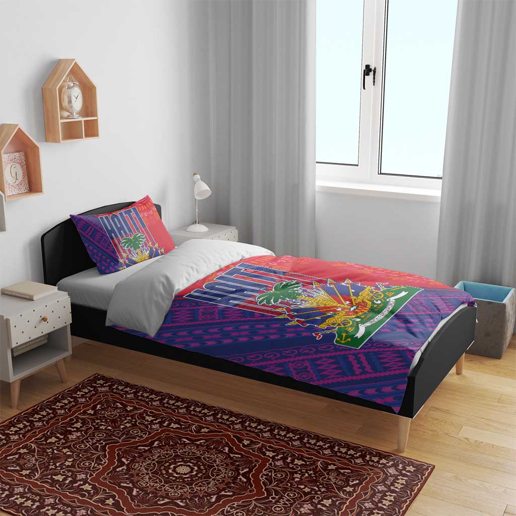 Haiti National Emblem Bedding Set Dashiki and Polynesian Pattern LT03
