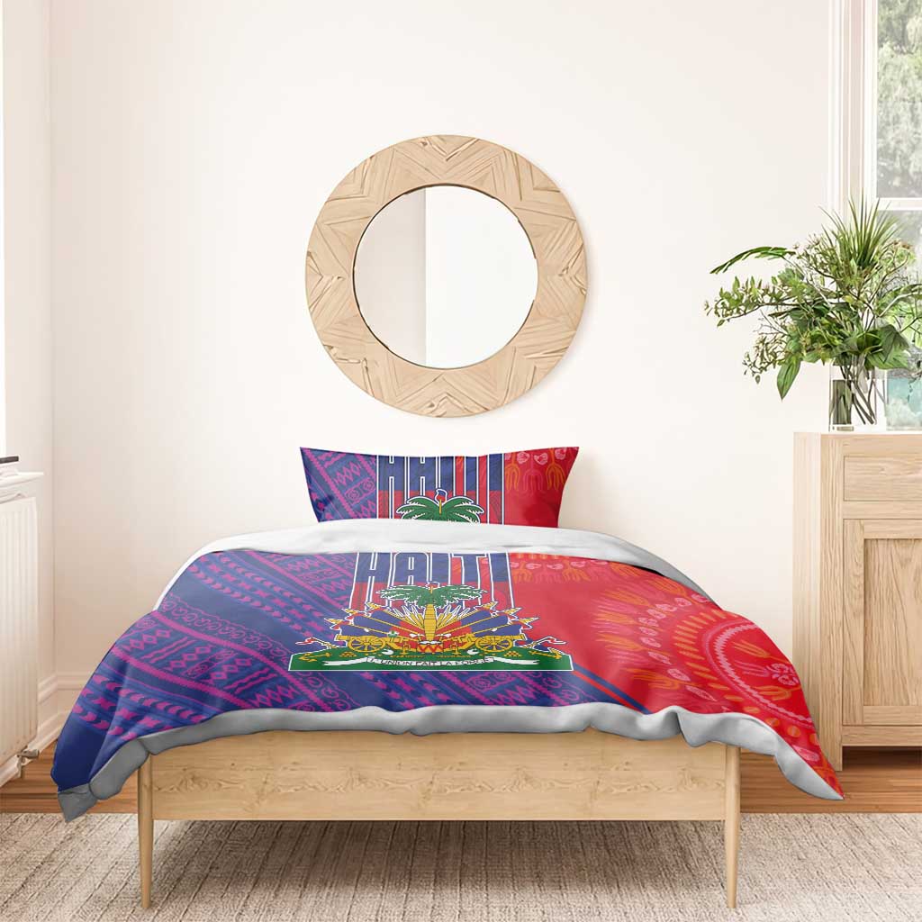 Haiti National Emblem Bedding Set Dashiki and Polynesian Pattern LT03
