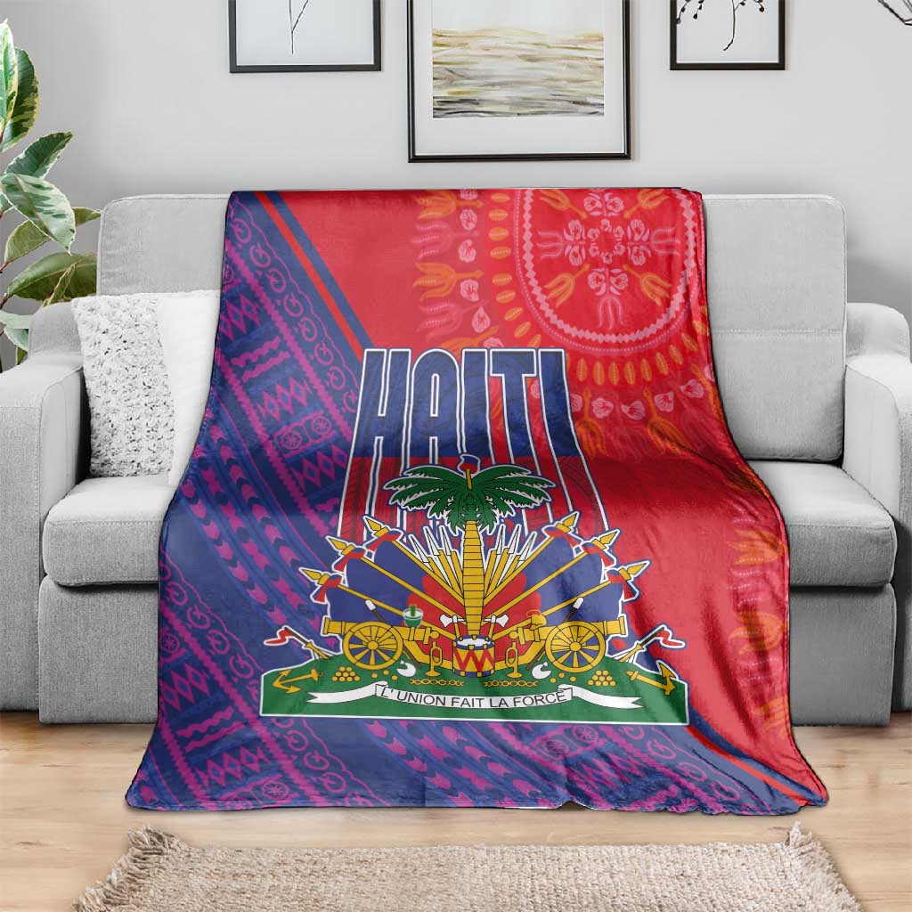 Haiti National Emblem Blanket Dashiki and Polynesian Pattern LT03