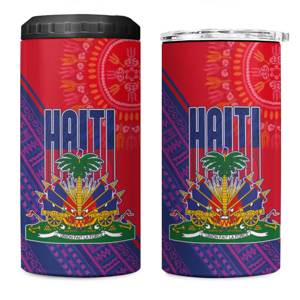 Haiti National Emblem 4 in 1 Can Cooler Tumbler Dashiki and Polynesian Pattern LT03