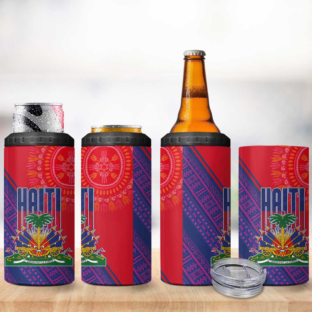 Haiti National Emblem 4 in 1 Can Cooler Tumbler Dashiki and Polynesian Pattern LT03