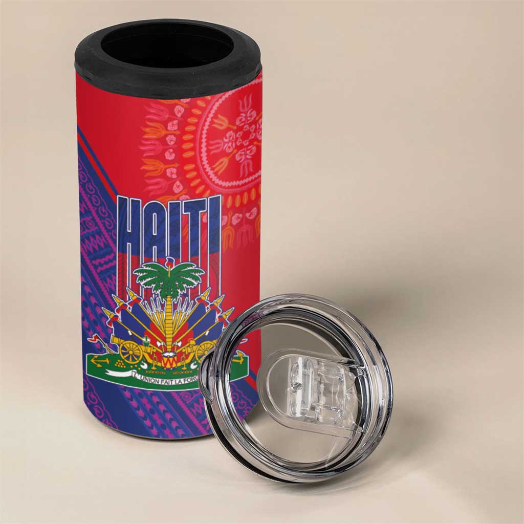 Haiti National Emblem 4 in 1 Can Cooler Tumbler Dashiki and Polynesian Pattern LT03