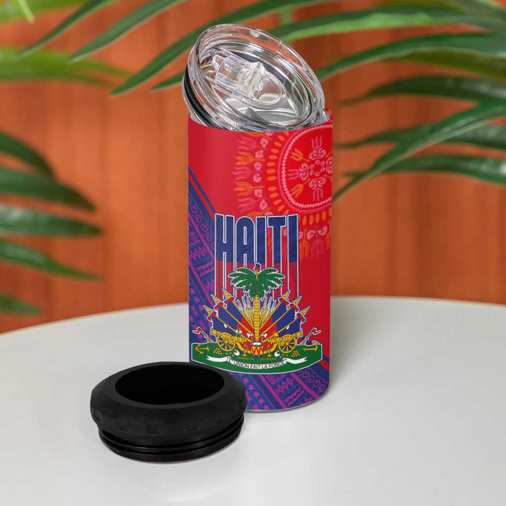 Haiti National Emblem 4 in 1 Can Cooler Tumbler Dashiki and Polynesian Pattern LT03