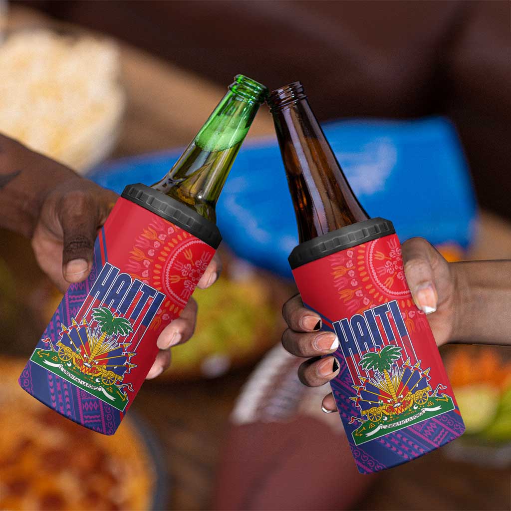 Haiti National Emblem 4 in 1 Can Cooler Tumbler Dashiki and Polynesian Pattern LT03