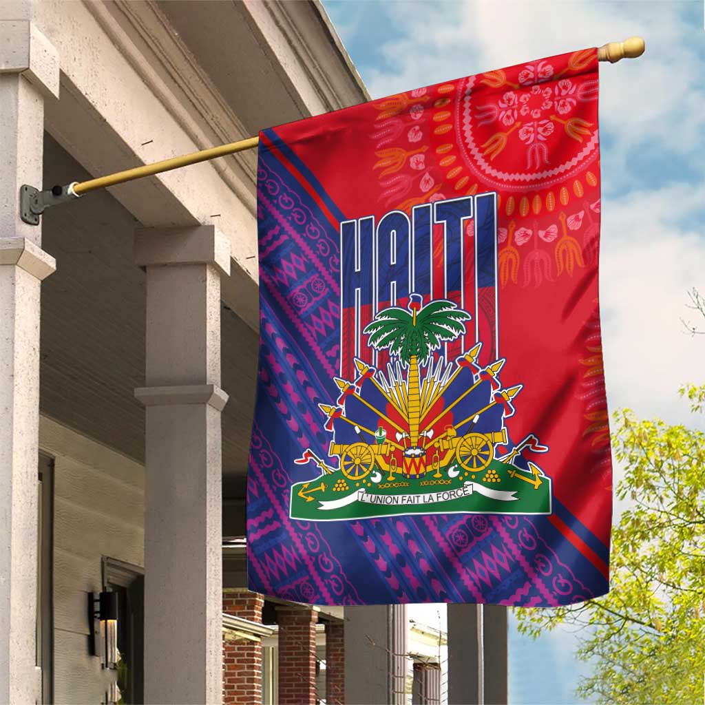 Haiti National Emblem Garden Flag Dashiki and Polynesian Pattern LT03