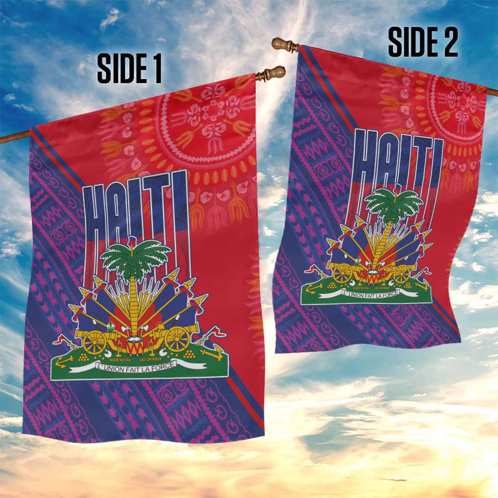 Haiti National Emblem Garden Flag Dashiki and Polynesian Pattern LT03