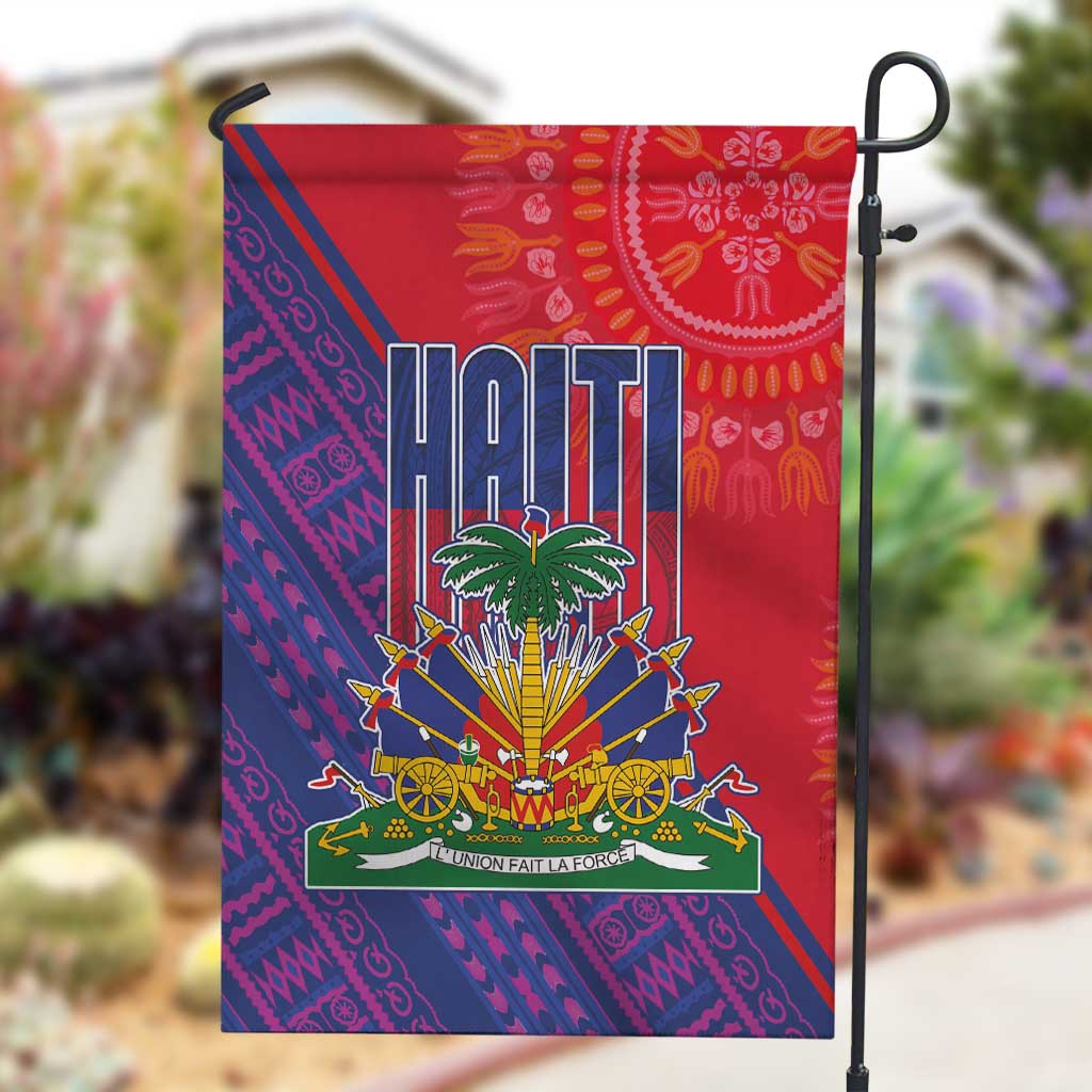 Haiti National Emblem Garden Flag Dashiki and Polynesian Pattern LT03