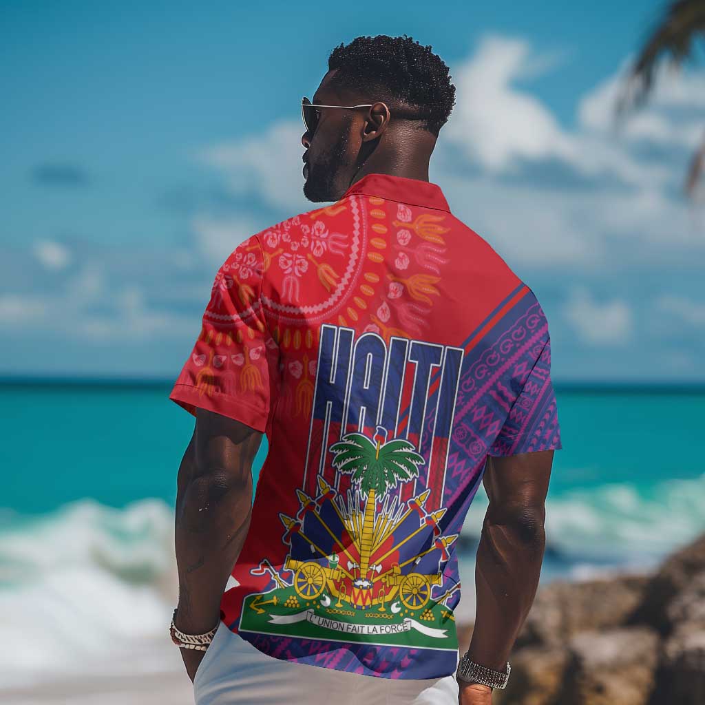 Haiti National Emblem Hawaiian Shirt Dashiki and Polynesian Pattern LT03